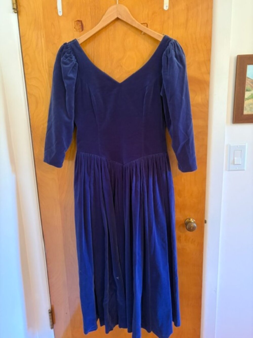 Vintage Laura Ashley blue velvet dress